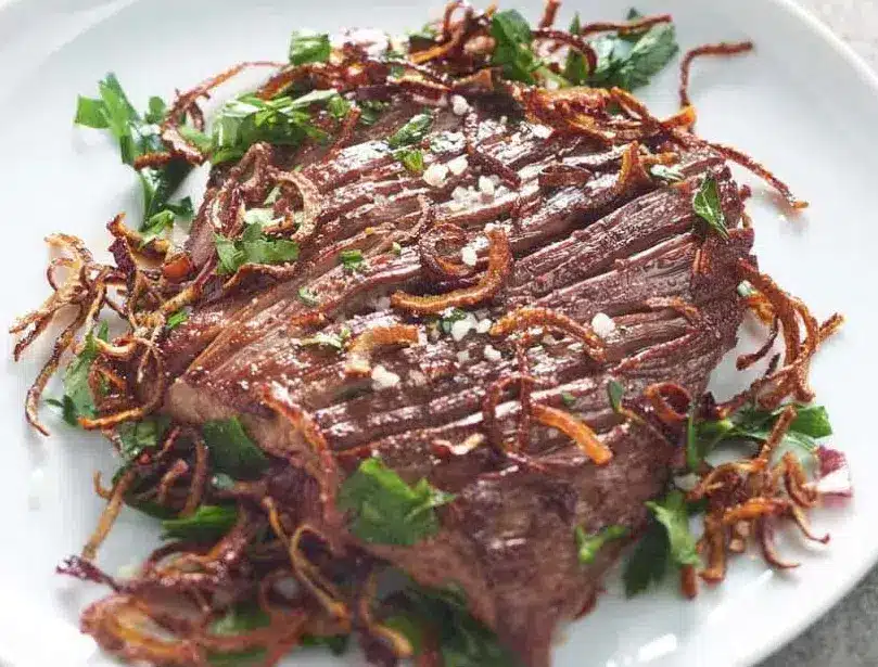 bavette poêlée à léchalote croustillante