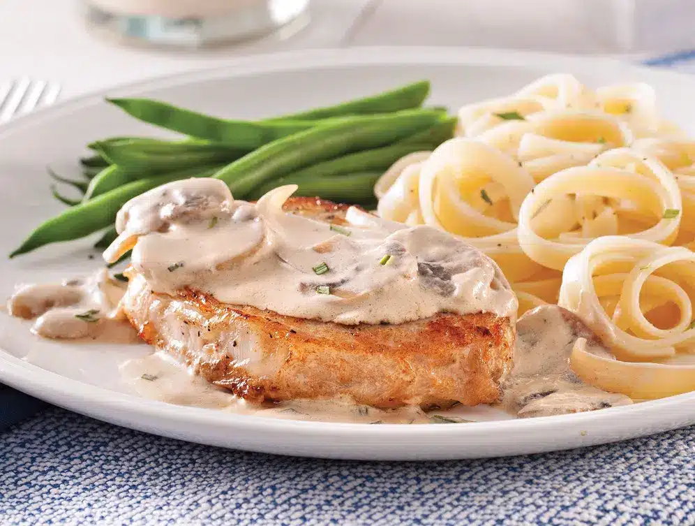 côte de veau à la creme de champignons sauvages
